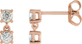 14K Gold Round Lab-Grown Diamond Two-Stone Earrings - Rose Gold