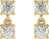 14K Gold Round Lab-Grown Diamond Two-Stone Earrings - Yellow Gold - view 2