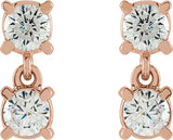 14K Gold Round Lab-Grown Diamond Two-Stone Earrings - Rose Gold - view 2