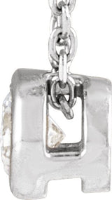 14K Gold Round Natural Diamond Solitaire Bezel-Set Necklace - White Gold - view 4