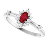 Platinum Oval Natural Ruby Halo-Style Ring - view 10