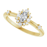 14K Gold Oval Natural White Sapphire Halo-Style Ring - Yellow Gold - view 10