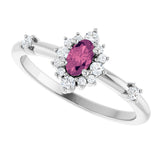 Platinum Oval Natural Pink Tourmaline Halo-Style Ring - view 10