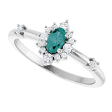 14K Gold Oval Lab-Grown Alexandrite Halo-Style Ring - White Gold - view 10