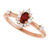 14K Gold Oval Natural Mozambique Garnet Halo-Style Ring - Rose Gold - view 10