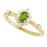 14K Gold Oval Natural Peridot Halo-Style Ring - Yellow Gold - view 10