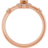 14K Gold Oval Natural Citrine Halo-Style Ring - Rose Gold - view 7