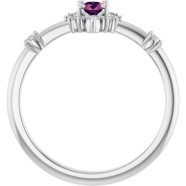 Platinum Oval Natural Pink Tourmaline Halo-Style Ring - view 7