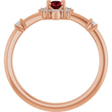14K Gold Oval Lab-Grown Ruby Halo-Style Ring - Rose Gold - view 7