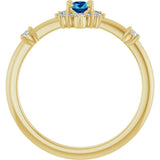 14K Gold Oval Natural Blue Zircon Halo-Style Ring - Yellow Gold - view 7