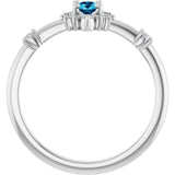 14K Gold Oval Natural Aquamarine Halo-Style Ring - White Gold - view 7