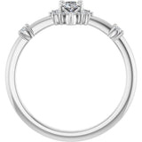 14K Gold Oval Natural White Sapphire Halo-Style Ring - White Gold - view 7