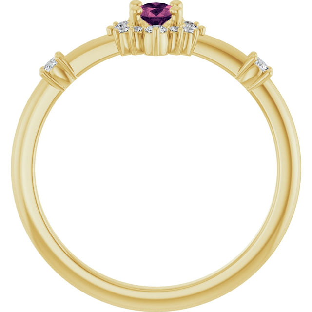 14K Gold Oval Natural Pink Tourmaline Halo-Style Ring - Yellow Gold - view 7