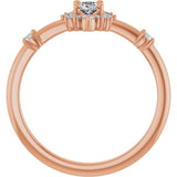 14K Gold Oval Natural White Sapphire Halo-Style Ring - Rose Gold - view 7