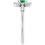 14K Gold Oval Lab-Grown Emerald Halo-Style Ring - White Gold - view 9