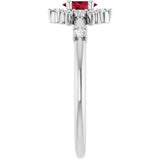 14K Gold Oval Natural Ruby Halo-Style Ring - White Gold - view 9
