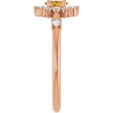 14K Gold Oval Natural Citrine Halo-Style Ring - Rose Gold - view 9
