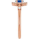 14K Gold Oval Lab-Grown Blue Sapphire Halo-Style Ring - Rose Gold - view 9