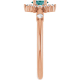 14K Gold Oval Lab-Grown Alexandrite Halo-Style Ring - Rose Gold - view 9