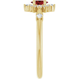 14K Gold Oval Natural Mozambique Garnet Halo-Style Ring - Yellow Gold - view 9