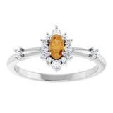 Platinum Oval Natural Citrine Halo-Style Ring - view 8
