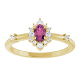 14K Gold Oval Natural Pink Tourmaline Halo-Style Ring - Yellow Gold - view 8
