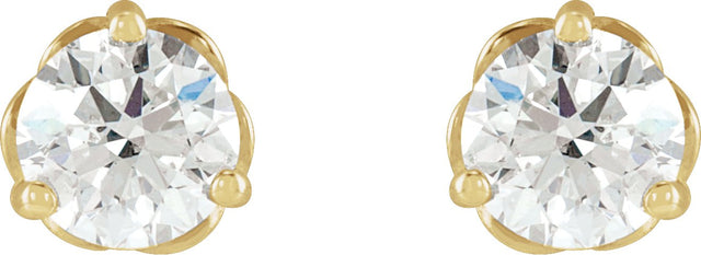 14K Gold Natural Diamond Round 3-Prong Infinity-Inspired Stud Earrings - Yellow Gold - view 4