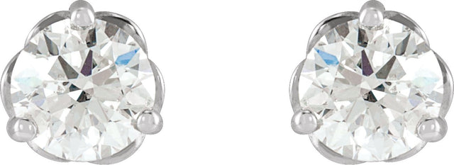 Platinum Natural Diamond Round 3-Prong Infinity-Inspired Stud Earrings - view 3