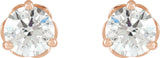 14K Gold Natural Diamond Round 3-Prong Infinity-Inspired Stud Earrings - Rose Gold - view 4