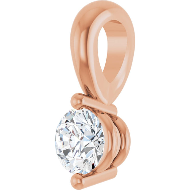 14K Gold Round Natural Diamond Solitaire Pendant – up to 1/10 CTW - Rose Gold - view 5