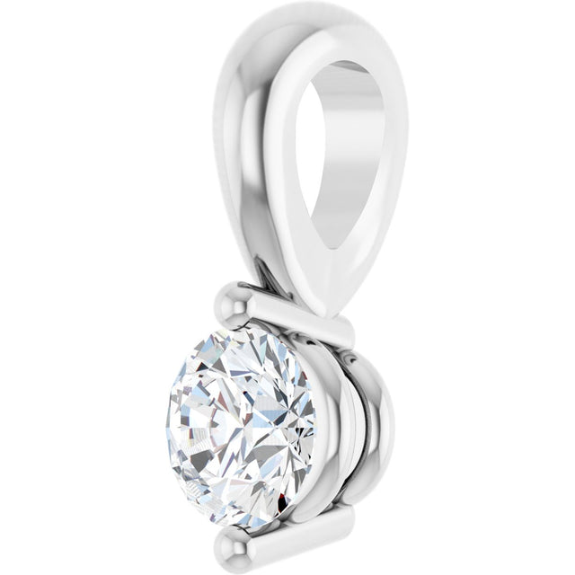14K Gold Round Natural Diamond Solitaire Pendant – up to 1/10 CTW - White Gold - view 5