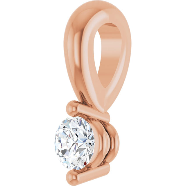 14K Gold Round Lab-Grown Diamond Solitaire Pendant – up to 1/10 CTW - Rose Gold - view 5