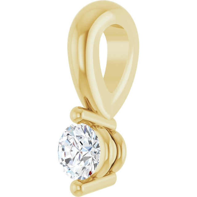 14K Gold Round Natural Diamond Solitaire Pendant – up to 1/10 CTW - Yellow Gold - view 5