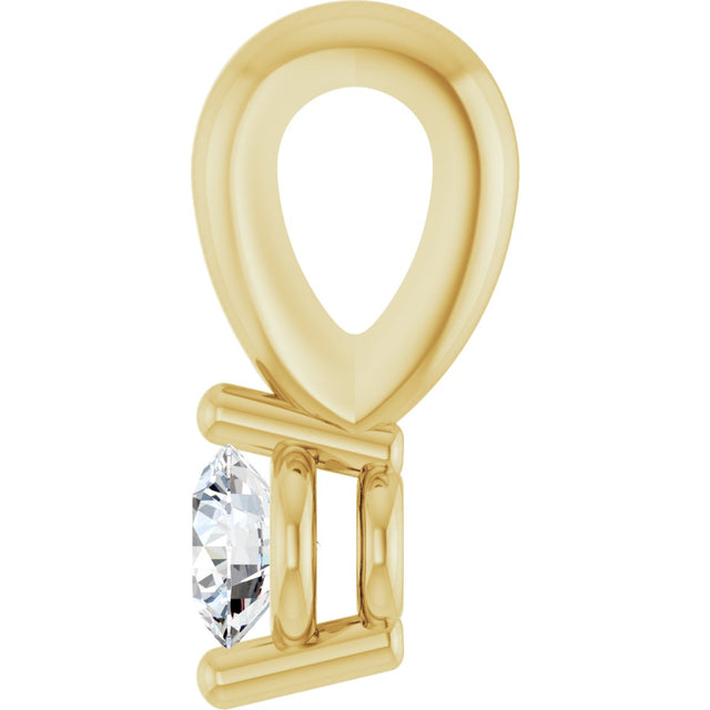 14K Gold Round Natural Diamond Solitaire Pendant – up to 1/10 CTW - Yellow Gold - view 6