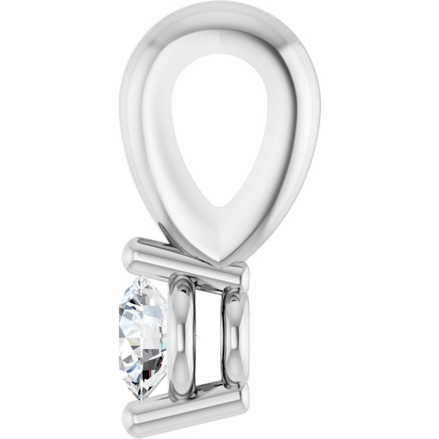 14K Gold Round Natural Diamond Solitaire Pendant – up to 1/10 CTW - White Gold - view 6