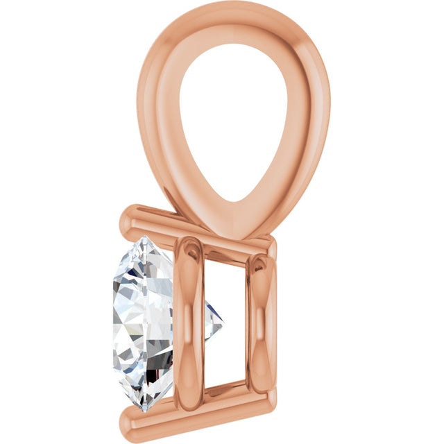14K Gold Round Natural Diamond Solitaire Pendant – up to 1/10 CTW - Rose Gold - view 6