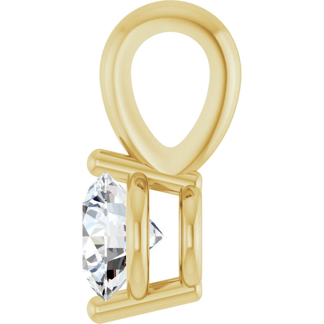 14K Gold Round Natural Diamond Solitaire Pendant – up to 1/10 CTW - Yellow Gold - view 6