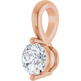 14K Gold Round Natural Diamond Solitaire Pendant – up to 1/10 CTW - Rose Gold - view 5