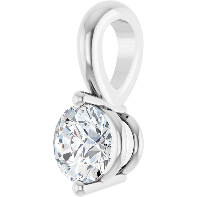 14K Gold Round Lab-Grown Diamond Solitaire Pendant – up to 1/10 CTW - White Gold - view 5