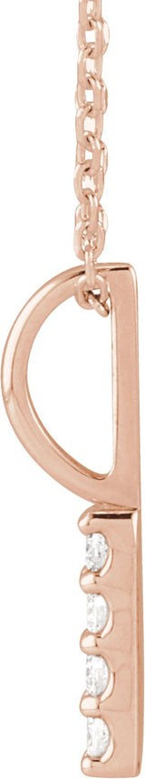 14K Gold Round Natural Diamond Vertical Bar Necklace or Pendant - Rose Gold - view 4