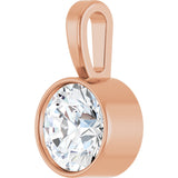 14K Gold Round Lab-Grown Diamond Bezel-Set Solitaire Necklace or Pendant - Rose Gold - view 5