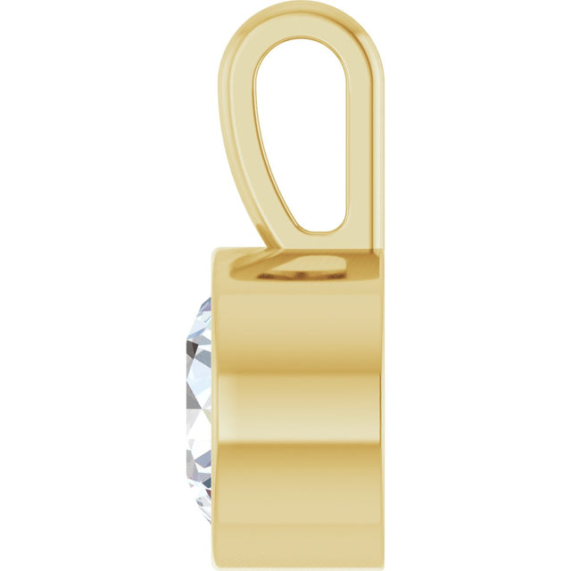 14K Gold Round Lab-Grown Diamond Bezel-Set Solitaire Necklace or Pendant - Yellow Gold - view 6