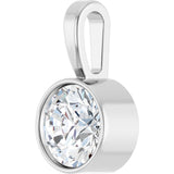 Platinum Round Natural Diamond Bezel-Set Solitaire Necklace or Pendant - view 5