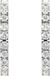 14K Gold Round Lab-Grown Diamond Accented Hoop Earrings – 1.3-2.4mm Stones - White Gold - view 4
