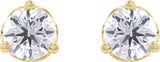 14K Gold Lab-Grown Diamond Round 3-Prong Scroll Stud Earrings – 1-4mm Stones - Yellow Gold - view 4