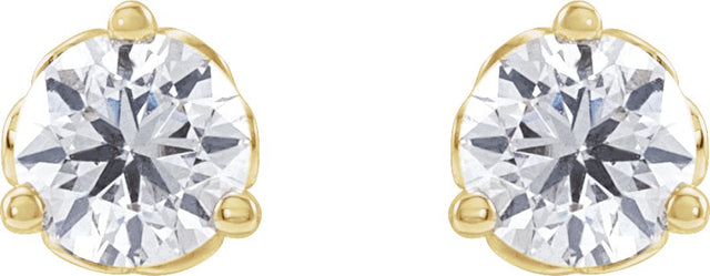 14K Gold Lab-Grown Diamond Round 3-Prong Scroll Stud Earrings – 1-4mm Stones - Yellow Gold - view 4