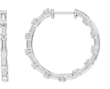 14K Gold Round Lab-Grown Diamond Inside-Outside Hoop Earrings – 1 CTW - White Gold