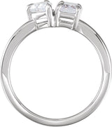 14K Gold Emerald Lab-Grown Diamond Two-Stone Ring - Rose Gold - view 3