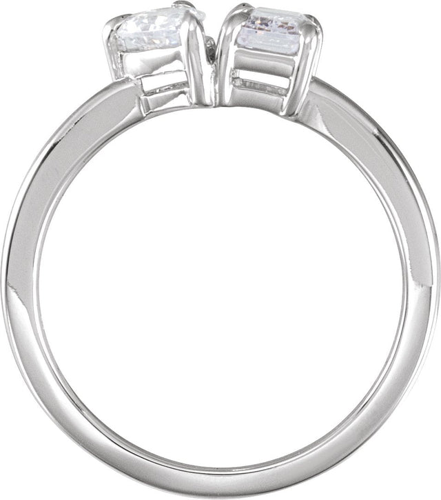 14K Gold Emerald Lab-Grown Diamond Two-Stone Ring - Rose Gold - view 3