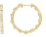 14K Gold Round Lab-Grown Diamond Inside-Outside Hoop Earrings – 1 CTW - Yellow Gold